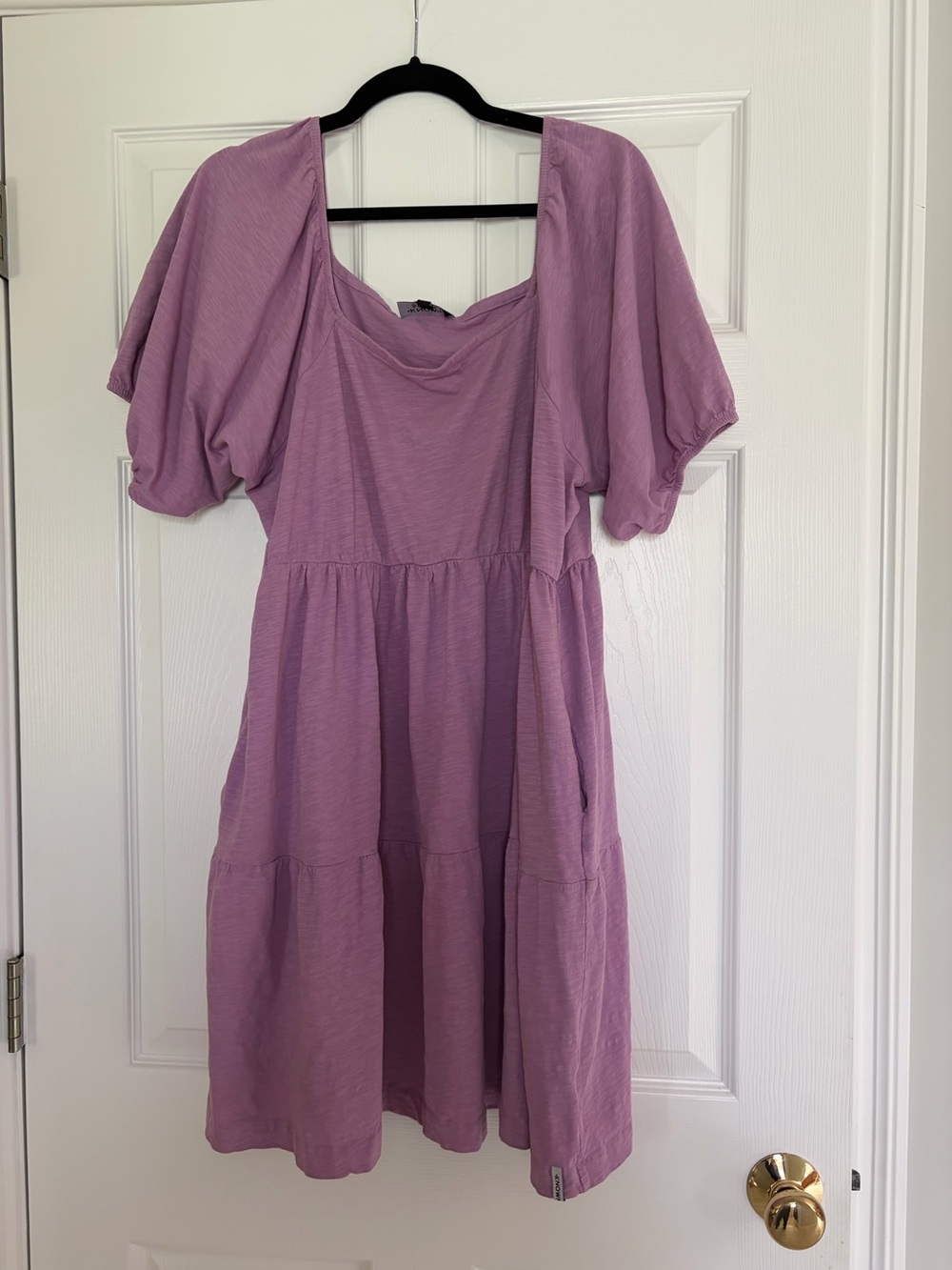 Known Supply Lilac Puff-Sleeve Tiered Dress Organic Cotton 2XL